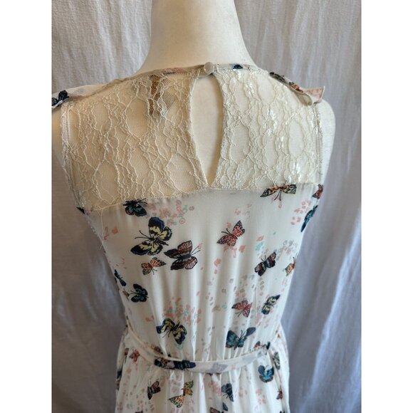 Disney Cinderella White Hi Lo‎ Semi Sheer Butterflies Dress Ruffle Princess XS - Picture 7 of 12